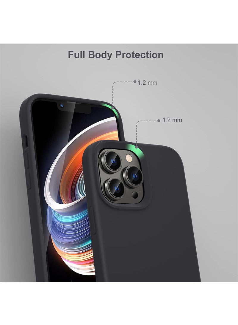 3 in 1 Phone Case Compatible with iPhone 14 6.1 Inch Slim Liquid Silicone 3 Layers Full Covered Soft Gel Rubber Case Cover Black 5Pcs Set - Image 2