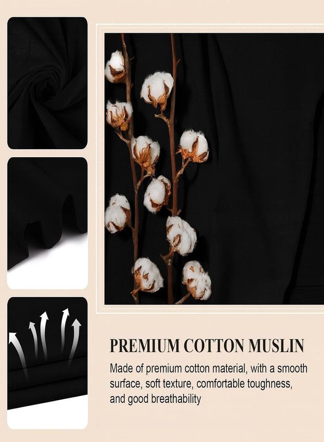 PEASUG 100% Cotton Muslin Fabric, 59 Inch X 5 Yards Muslin Linen Fabric by The Yard, Medium Weight Draping Fabrics Suitable for Sewing Embroidery, Garments, Crafts Material-Black - Image 3