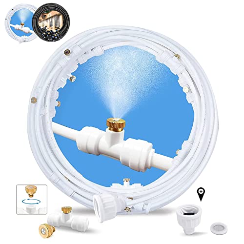 POCKET PANDA Patio Misters for Cooling Outdoor, Water Mister for Outside, 80FT|24M, White Backyard Misting Hose for Garden, Greenhouse, Fan, Deck, Umbrella, Canopy, Pool, Porch, Trampoline Sprinkler Mist,Park,Kids - Image 1