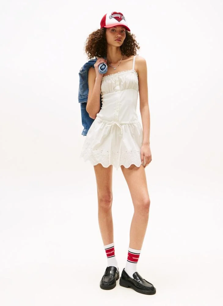 TOMMY JEANS Drawstring Detailed Broderie Dress