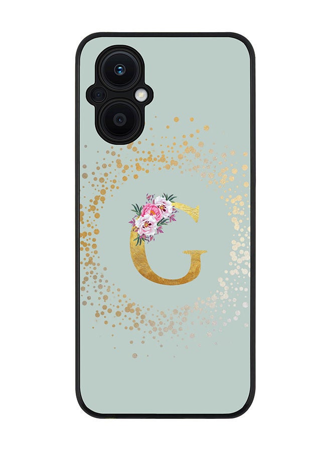 Stylizedd Rugged Black edge case for Oppo Reno7 Z  Slim fit Soft Case Flexible Rubber Edges Anti Drop TPU Gel Thin Cover - Custom Monogram Initial Letter Floral Pattern Alphabet - G (Light Grey ) - Image 1