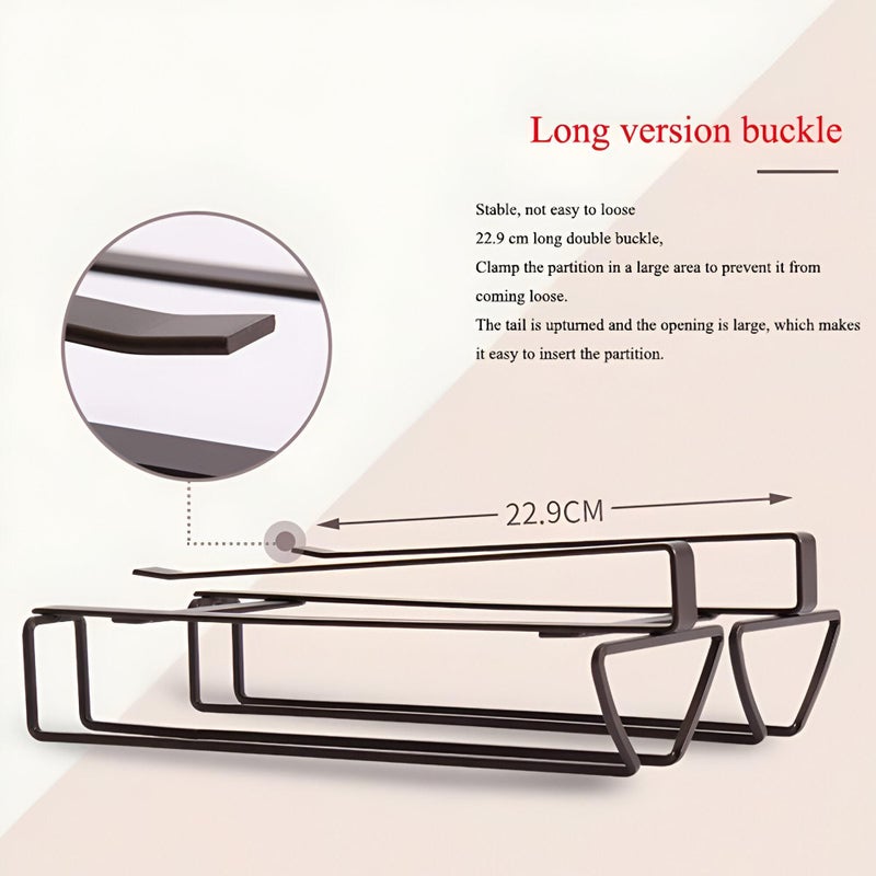 Double Row Glass Holder - Black metal under-cabinet rack designed for stemware, no drilling needed, compact 28x20.6x8 cm size, ideal for modern kitchens seeking elegant storage solutions. - Image 4