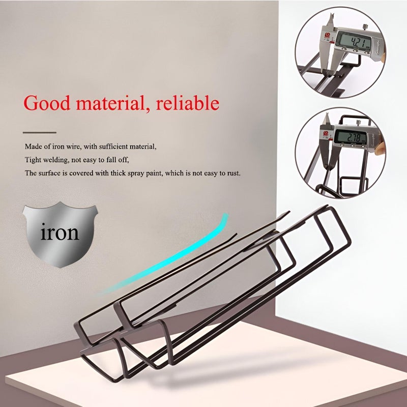 Double Row Glass Holder - Black metal under-cabinet rack designed for stemware, no drilling needed, compact 28x20.6x8 cm size, ideal for modern kitchens seeking elegant storage solutions. - Image 5