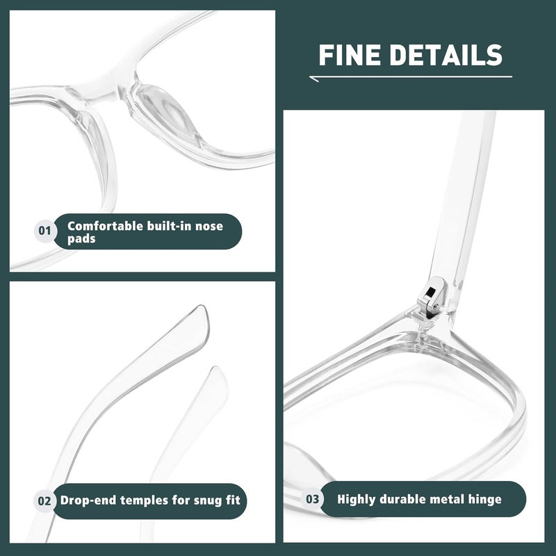 WOWSUN Unisex Stylish Nerd Non-prescription Glasses, Clear Lens Eyeglasses Frames, Fake Glasses - Image 3