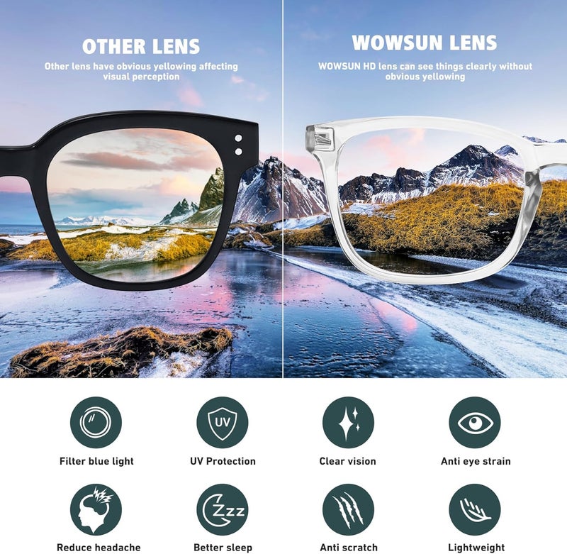 WOWSUN Unisex Stylish Nerd Non-prescription Glasses, Clear Lens Eyeglasses Frames, Fake Glasses - Image 4