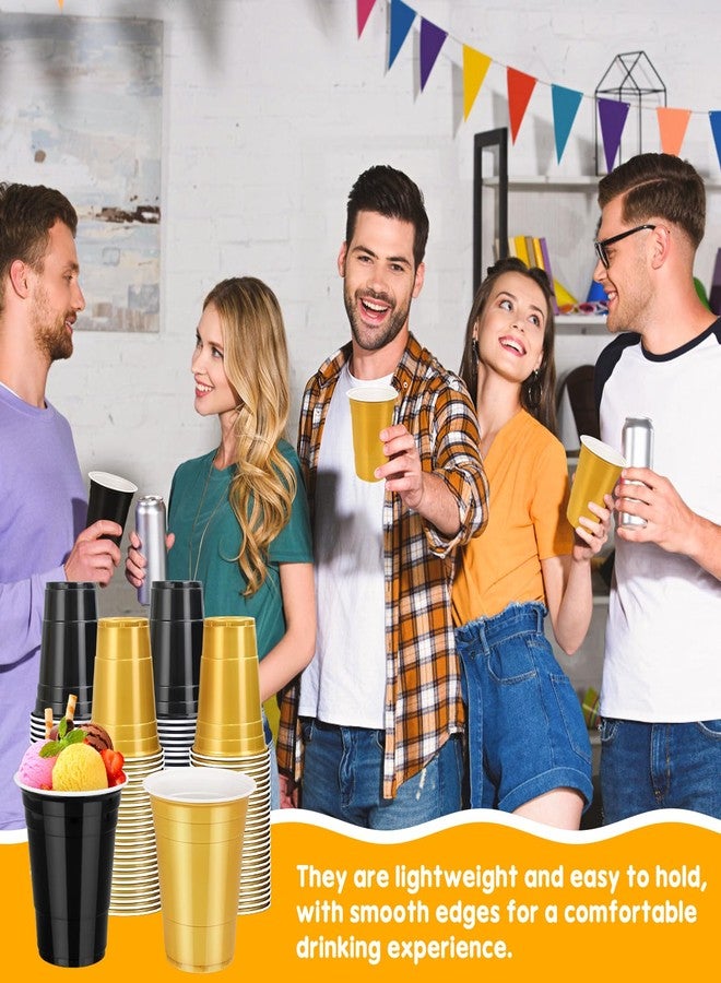 YOIYINI 100Pcs 16 oz Graduation Cups Gold and Black,Party Drinking Cups,Disposable Black and Gold Cup,Black Party Cup for Graduation,Birthday,Wedding,Barbecues Picnics,Easter - Image 3
