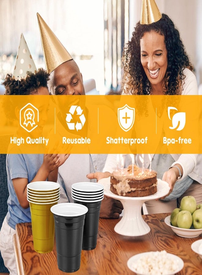YOIYINI 100Pcs 16 oz Graduation Cups Gold and Black,Party Drinking Cups,Disposable Black and Gold Cup,Black Party Cup for Graduation,Birthday,Wedding,Barbecues Picnics,Easter - Image 4