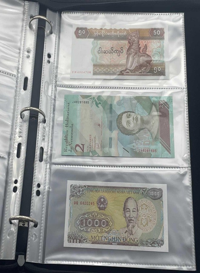 Xxmbbjy 20 Sheets 120 Pockets Currency Sleeves Paper Money Collection Supplies Pages, Currency Collecting Page with 11 Hole Coin Binder Sleeves for Coupon, Bills and Banknotes, Currency Collection Album - Image 4