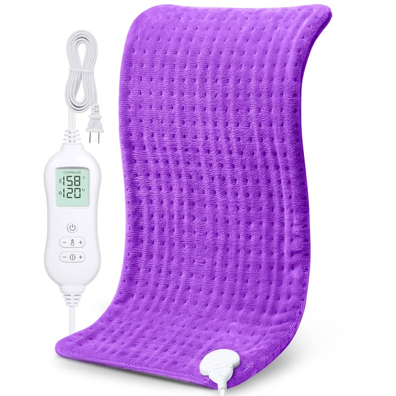 Nowwish Heating Pad For Back Pain & Cramps Relief  Moist Heat Pad For Neck & Shoulder  Auto Shut Off  Machine Washable  Gifts For Women  12''X 24"" Purple - Image 1