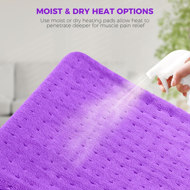 Nowwish Heating Pad For Back Pain & Cramps Relief  Moist Heat Pad For Neck & Shoulder  Auto Shut Off  Machine Washable  Gifts For Women  12''X 24"" Purple - Image 2