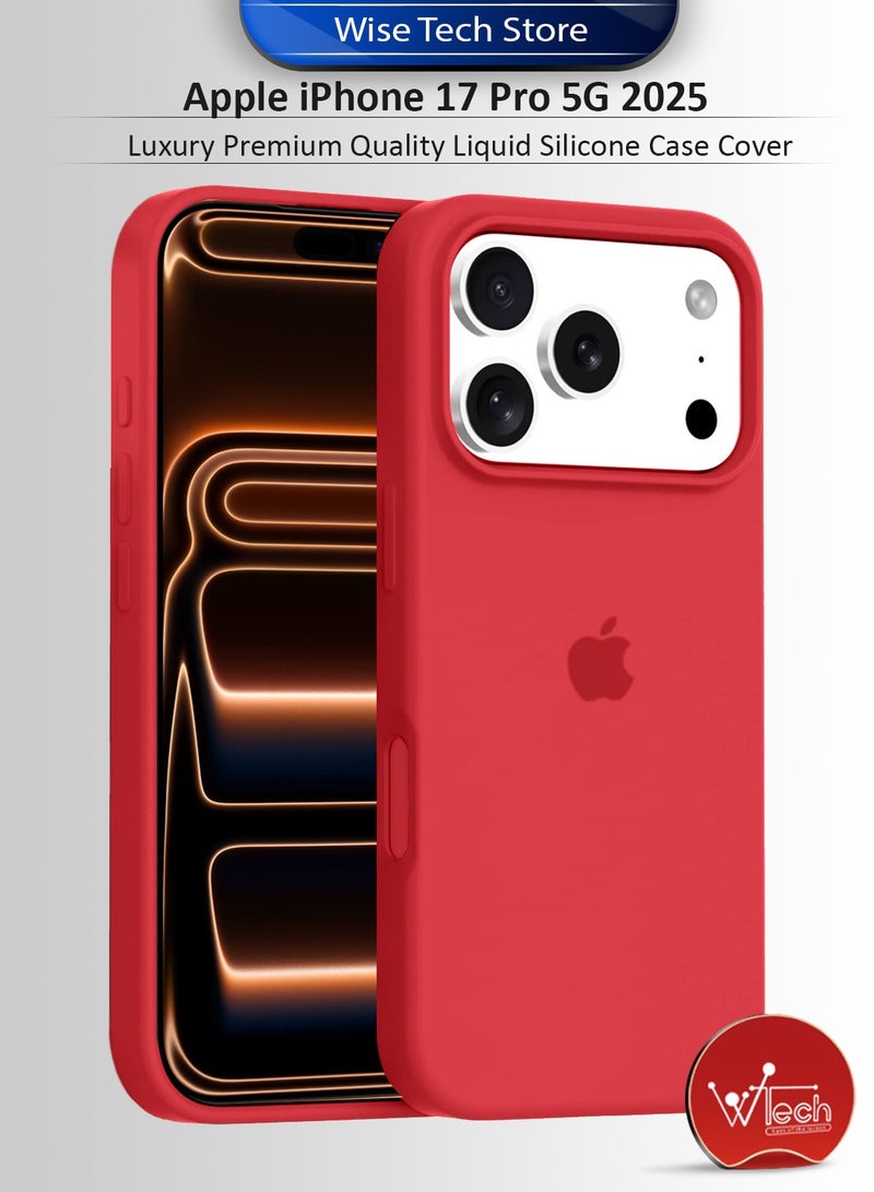 Wtech Apple iPhone 17 Pro 5G 2025 Luxury Premium Quality Liquid Silicone Case Cover (MCRPSN) - Red - Image 1