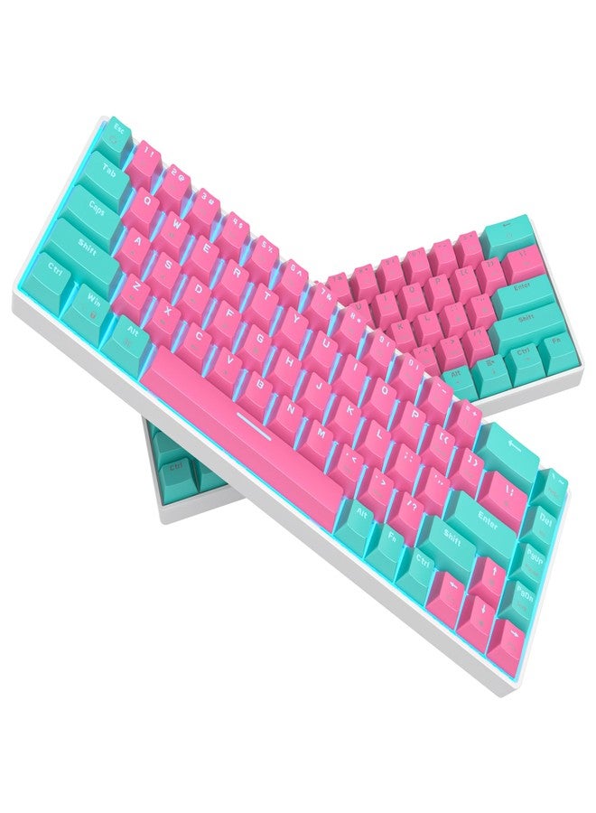 surmen 65% Percent Gaming Keyboard Mechanical with Linear Red Switch, 68-Keys Pink Mini Gaming Keyboard 60 Percent LED Light Backlit PBT Keycaps for Laptop Desktop PC Gamers (68 Miami) - Image 5