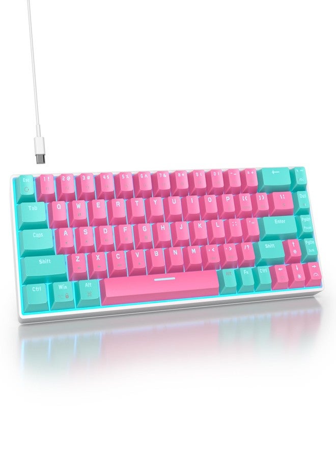 surmen 65% Percent Gaming Keyboard Mechanical with Linear Red Switch, 68-Keys Pink Mini Gaming Keyboard 60 Percent LED Light Backlit PBT Keycaps for Laptop Desktop PC Gamers (68 Miami) - Image 1