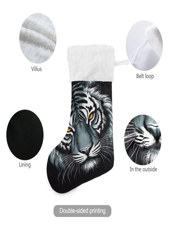 YETTASBIN Tiger Christmas Stocking 1 Pack, Large Xmas Tree Fireplace Hanging Stockings with Plush Fur Cuff for Family Holiday Party Decor Xmas Gifts, 18 Inch - Image 3