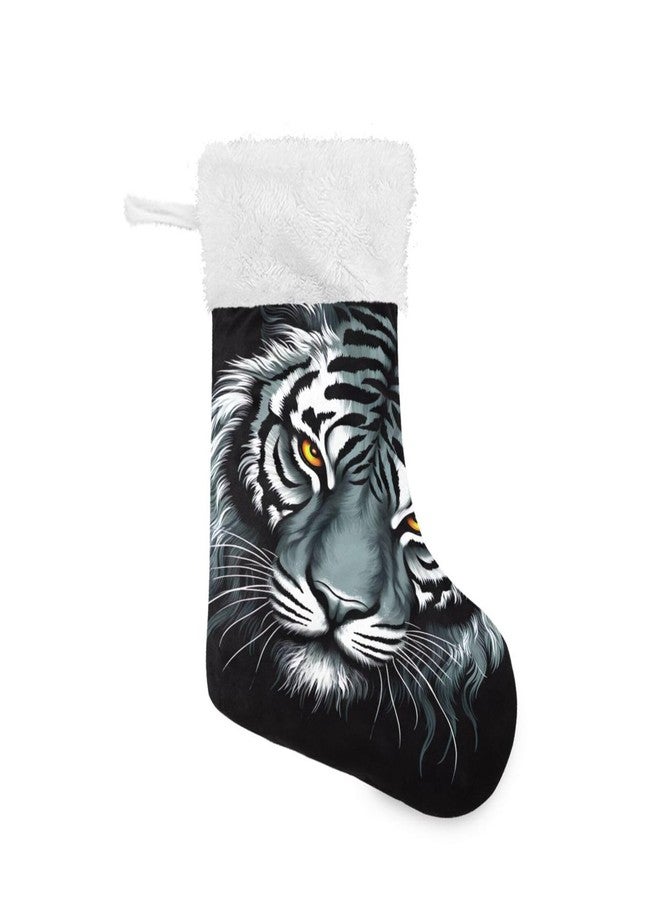 YETTASBIN Tiger Christmas Stocking 1 Pack, Large Xmas Tree Fireplace Hanging Stockings with Plush Fur Cuff for Family Holiday Party Decor Xmas Gifts, 18 Inch - Image 1