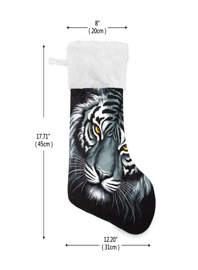 YETTASBIN Tiger Christmas Stocking 1 Pack, Large Xmas Tree Fireplace Hanging Stockings with Plush Fur Cuff for Family Holiday Party Decor Xmas Gifts, 18 Inch - Image 2