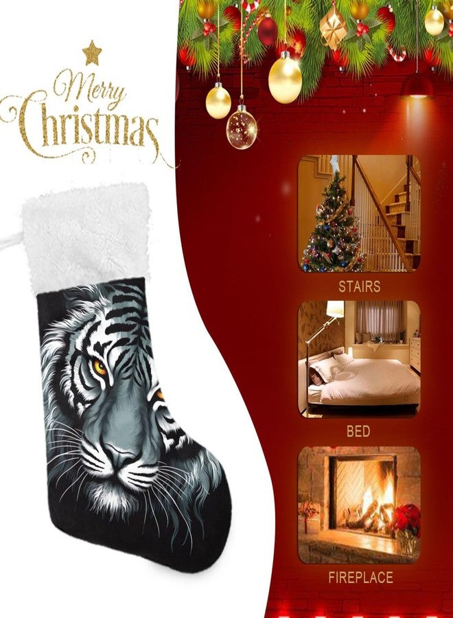YETTASBIN Tiger Christmas Stocking 1 Pack, Large Xmas Tree Fireplace Hanging Stockings with Plush Fur Cuff for Family Holiday Party Decor Xmas Gifts, 18 Inch - Image 4