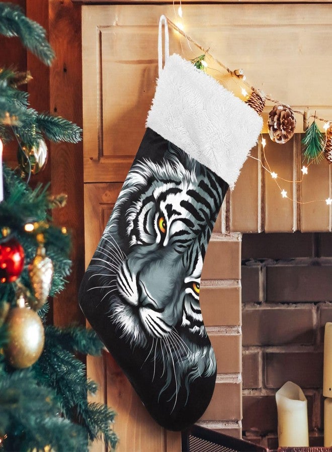 YETTASBIN Tiger Christmas Stocking 1 Pack, Large Xmas Tree Fireplace Hanging Stockings with Plush Fur Cuff for Family Holiday Party Decor Xmas Gifts, 18 Inch - Image 5