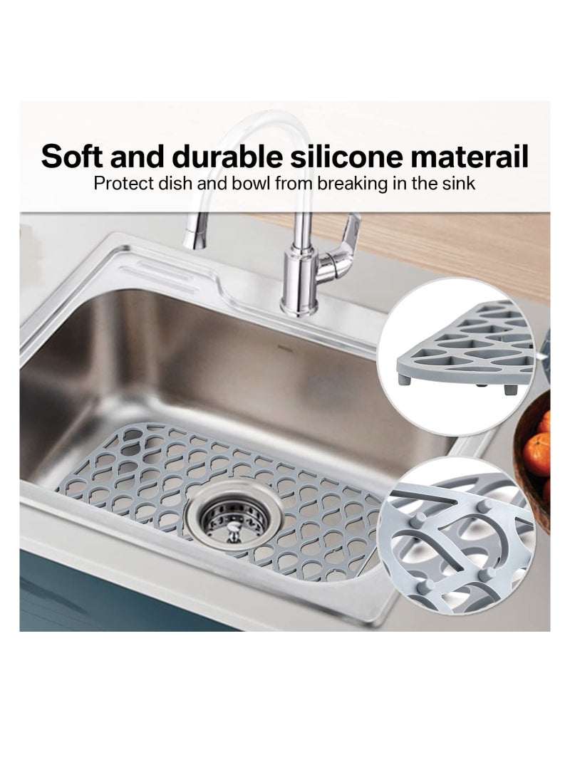 إكسفور سيليكون بالوعة حامي للمطبخ ، 13 5 / 8 " س 11 5 / 8 " للطي المضادة للانزلاق بالوعة حصيرة شبكة الفولاذ المقاوم للصدأ بالوعة أسفل مزرعة - Image 4