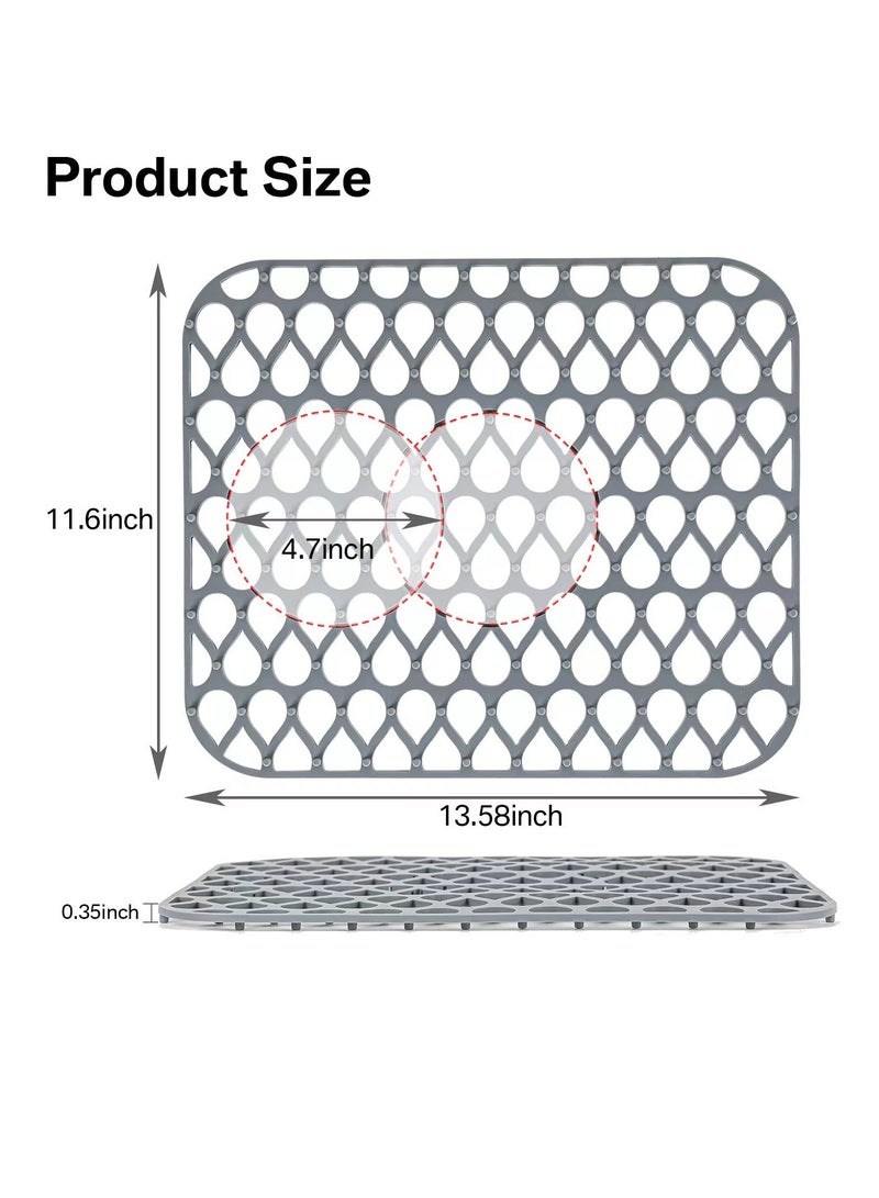 إكسفور سيليكون بالوعة حامي للمطبخ ، 13 5 / 8 " س 11 5 / 8 " للطي المضادة للانزلاق بالوعة حصيرة شبكة الفولاذ المقاوم للصدأ بالوعة أسفل مزرعة - Image 2