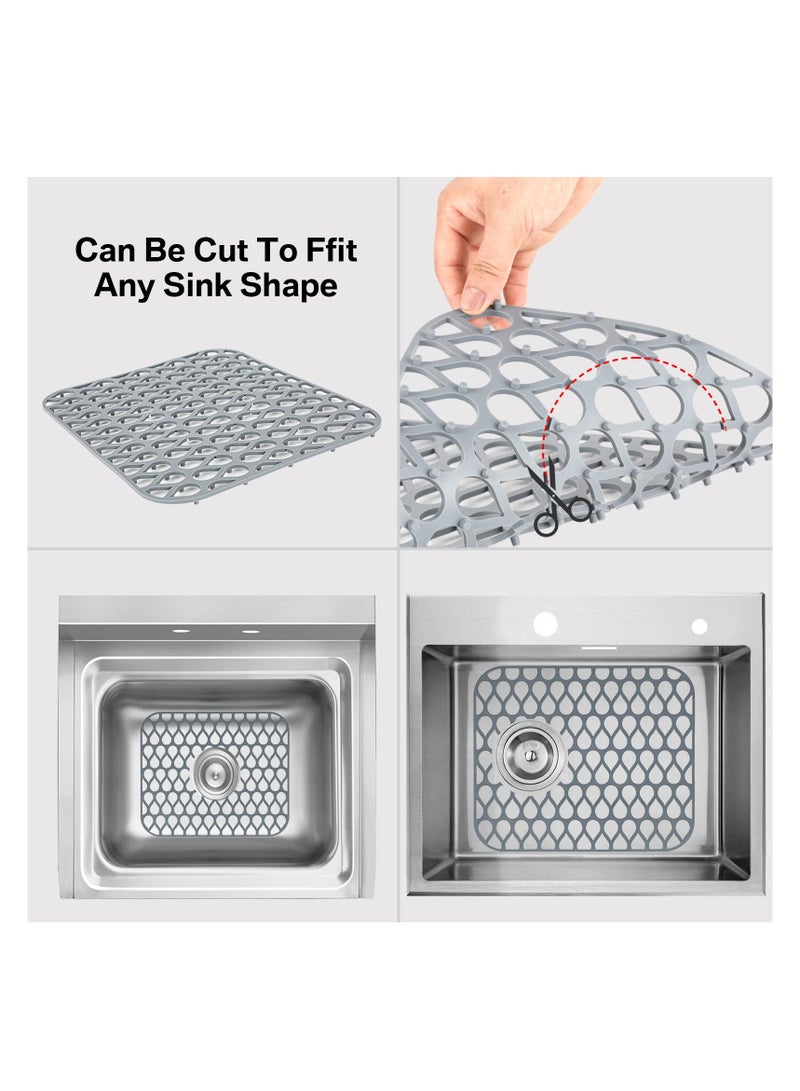 إكسفور سيليكون بالوعة حامي للمطبخ ، 13 5 / 8 " س 11 5 / 8 " للطي المضادة للانزلاق بالوعة حصيرة شبكة الفولاذ المقاوم للصدأ بالوعة أسفل مزرعة - Image 3