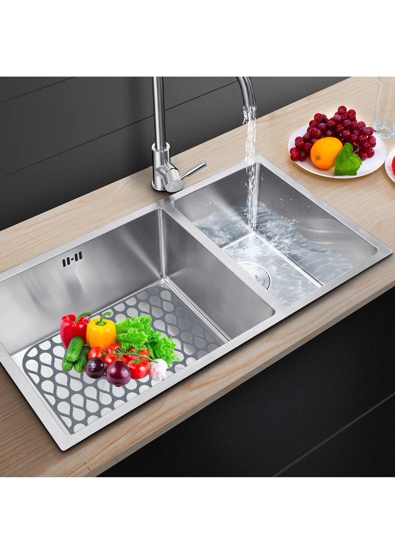 إكسفور سيليكون بالوعة حامي للمطبخ ، 13 5 / 8 " س 11 5 / 8 " للطي المضادة للانزلاق بالوعة حصيرة شبكة الفولاذ المقاوم للصدأ بالوعة أسفل مزرعة - Image 5