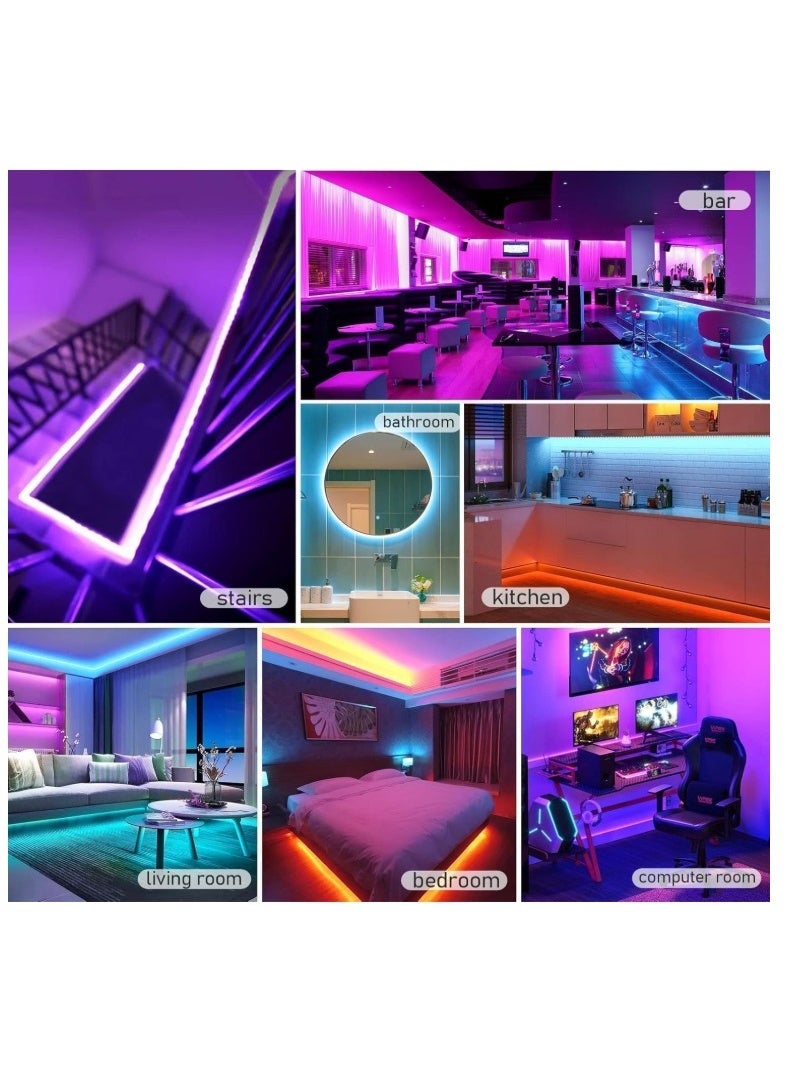 شريط إضاءة LED RGB مع جهاز تحكم عن بعد - إضاءة حبلية مرنة متعددة الألوان، موفرة للطاقة، تصميم مقاوم للماء، سهل التركيب للمنزل والحفلات والإضاءة الزخرفية الخارجية والداخلية - Image 5