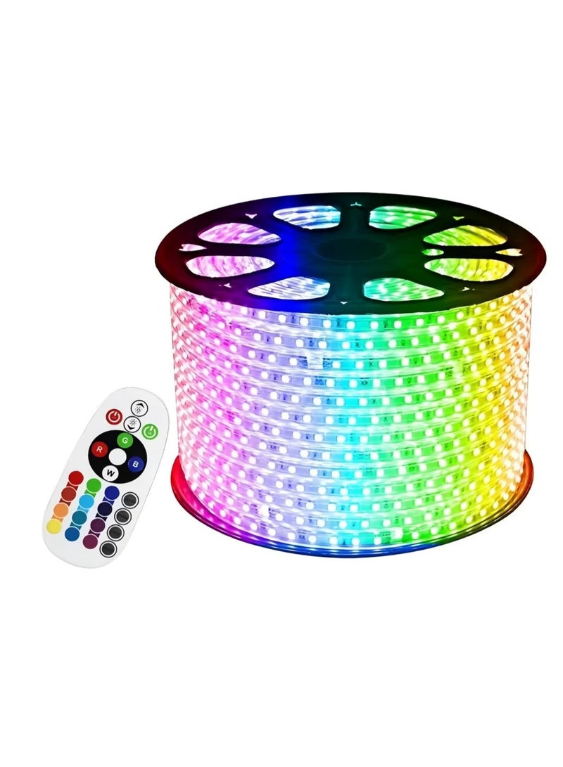 شريط إضاءة LED RGB مع جهاز تحكم عن بعد - إضاءة حبلية مرنة متعددة الألوان، موفرة للطاقة، تصميم مقاوم للماء، سهل التركيب للمنزل والحفلات والإضاءة الزخرفية الخارجية والداخلية - Image 1