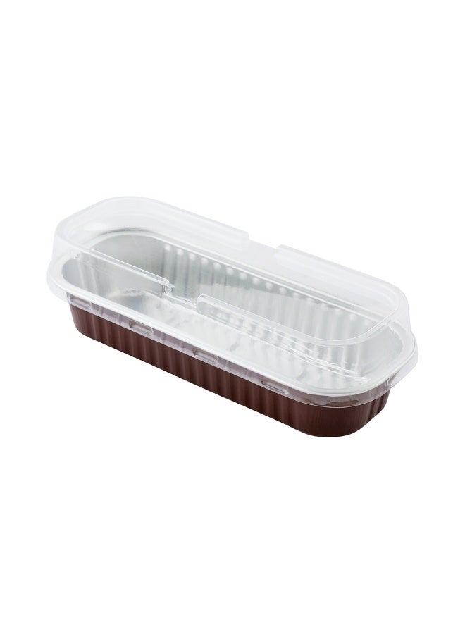 Restaurantware 6.8 Ounce 6.5 X 2.6 X 1.2 Inch Mini Cake Pans, 100 Round Baking Cup - Disposable, With Dome Lids, Coffee Brown Aluminum Cake Pans, Lightweight, For Frosted Mini Desserts  - Image 1