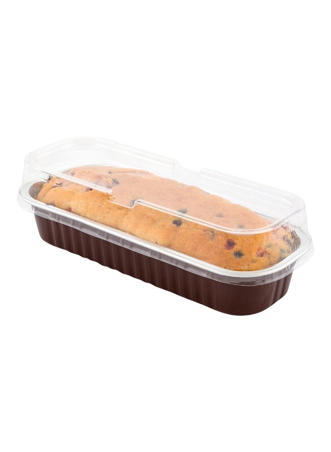 Restaurantware 6.8 Ounce 6.5 X 2.6 X 1.2 Inch Mini Cake Pans, 100 Round Baking Cup - Disposable, With Dome Lids, Coffee Brown Aluminum Cake Pans, Lightweight, For Frosted Mini Desserts  - Image 2