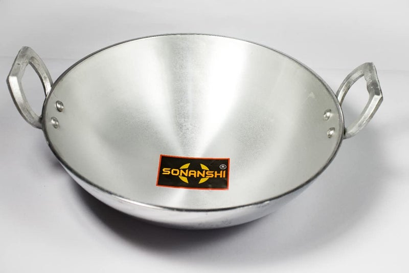 Sonanshi Sonanshi Aluminium Kadai/Frying Pan for Cooking/Tadka/Frying with LID (10 Inch Dia)  - Image 2