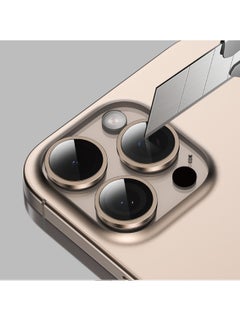 جرين ليون عدسة كاميرا iPhone 16 Pro/16 Pro Max HD Plus / مضادة لبصمات الأصابع / طلاء مضاد للوهج / مضادة للخدش / امتصاص النانو / سهلة التركيب / أقصى حماية / عدسات فائقة الوضوح - تيتانيوم صحراوي  - Image 4