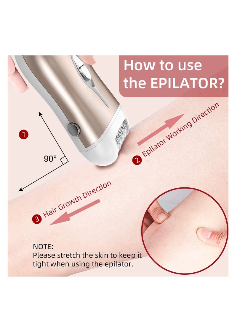 Excefore Epilator for Women Cordless Depilator Rechargeable Lady Face Shaver Hair Removal Device Arm Leg Underarm Rose Gold - Image 4