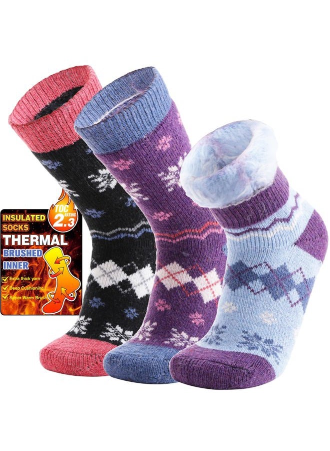 Welwoos Heated Thermal Socks for Women & Men Warm Thick Winter Ski Boot Insulated Stocking Stuffers Gift Socks 3 Pairs(Nordic,L) - Image 1