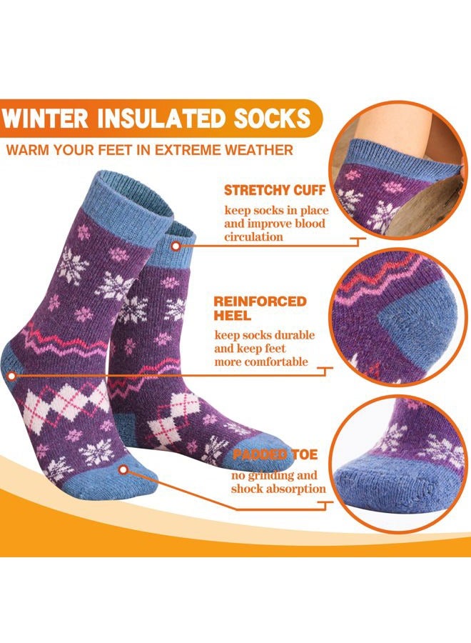 Welwoos Heated Thermal Socks for Women & Men Warm Thick Winter Ski Boot Insulated Stocking Stuffers Gift Socks 3 Pairs(Nordic,L) - Image 4