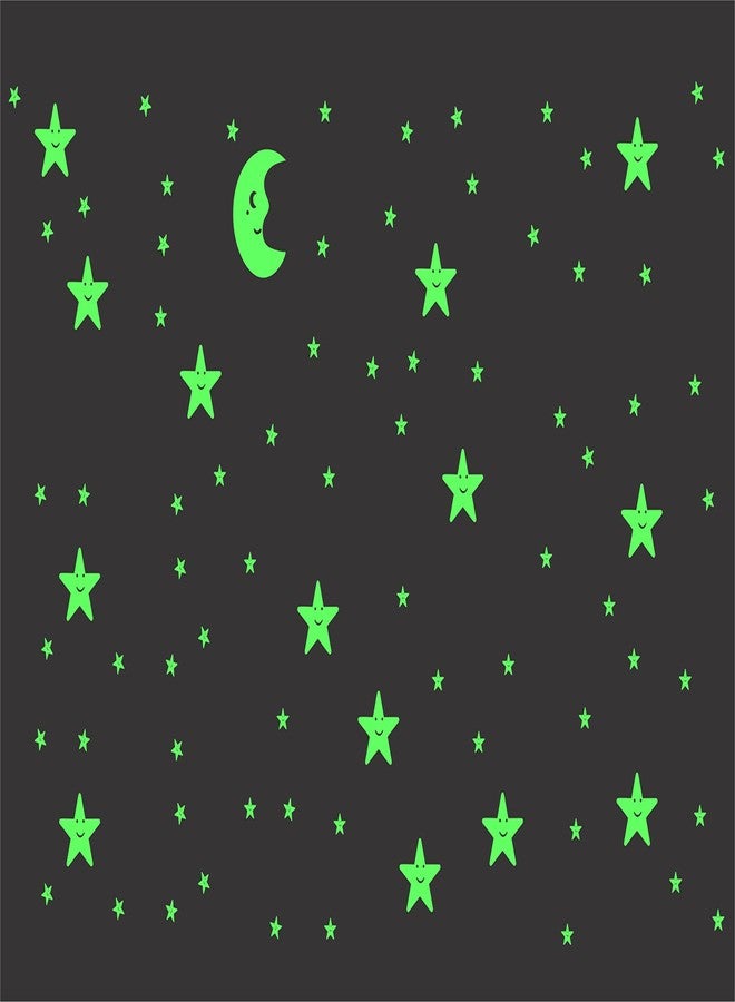 Dreamkraft Glow in The Dark Sticker - Half Smiley Moon with Smiley Stars - Light Up Your Room with This Luminous Wall Art Festival Reflective Magic Stars - Image 5