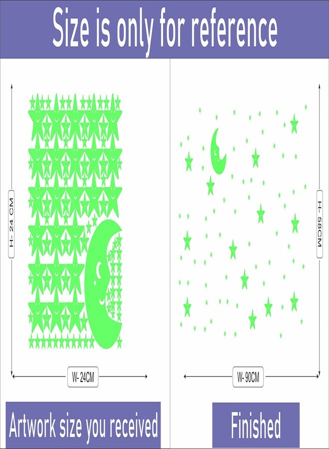 Dreamkraft Glow in The Dark Sticker - Half Smiley Moon with Smiley Stars - Light Up Your Room with This Luminous Wall Art Festival Reflective Magic Stars - Image 4