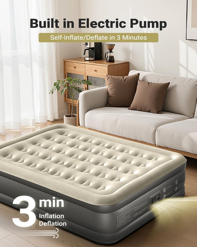 iDOO Air Mattress Queen with Built in Pump, 18 Raised Comfort Blow up Mattress, Inflatable Mattress for Home and Guest Bed, Upgraded Four Chamber Portable Air Bed, Colchon Inflable, 650 lbs Max - Image 4