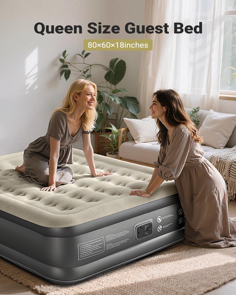 iDOO Air Mattress Queen with Built in Pump, 18 Raised Comfort Blow up Mattress, Inflatable Mattress for Home and Guest Bed, Upgraded Four Chamber Portable Air Bed, Colchon Inflable, 650 lbs Max - Image 3