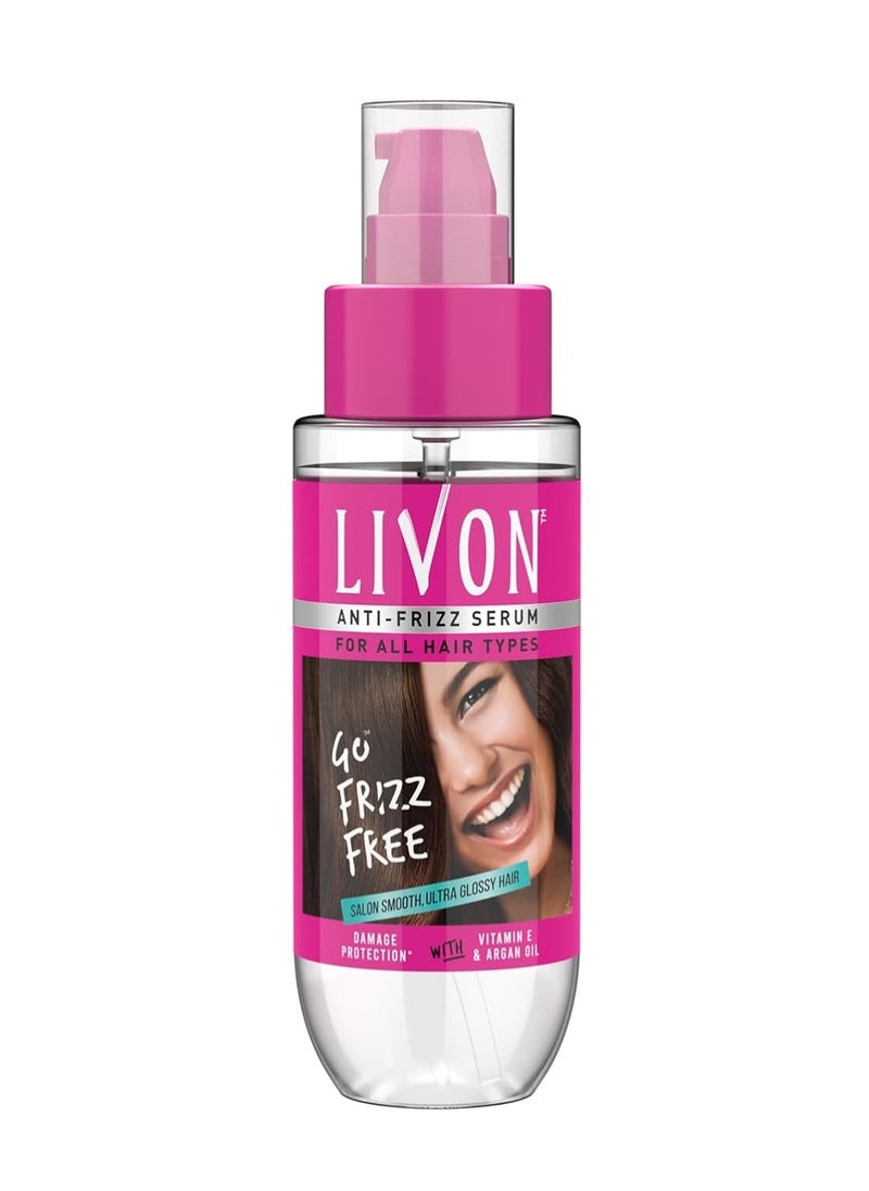 Livon Serum for Women & Men All Hair Types for Frizz free Smooth & Glossy Hair With Argan Oil & Vitamin E 50ml  - Image 1