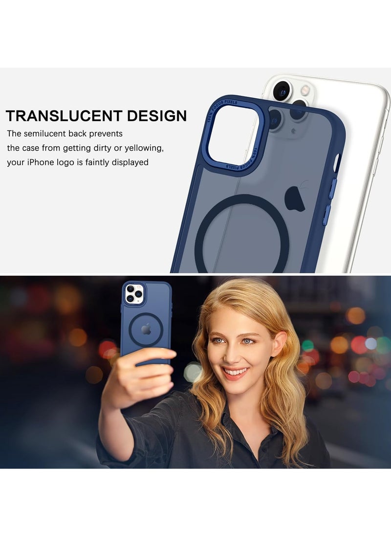 Denx - Magnetic Case for iPhone 11 Pro Max 6.5-Inch Compatible with MagSafe, Translucent Matte Back Slim Shockproof Phone Cover (Dark Blue) - Image 1