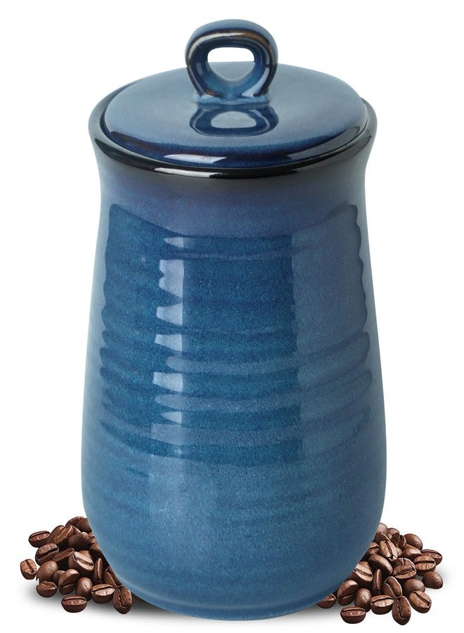 Tikooere Ceramic Canister with Lid，88 oz Wide Mouth Cookie Jar，Stoneware Food Jar for Sugar, Flour,Coffee, Tea, Dog Cat food, Set of 1,Blue - Image 1