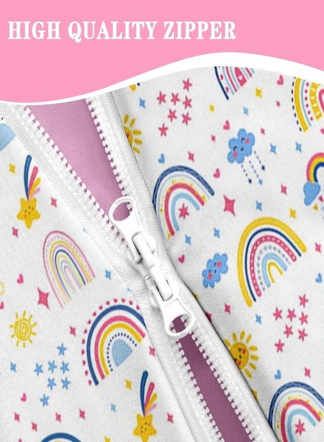 Nesker Comforter Sets Zipper Bedding Twin Size, Colorful Cartoon 4 Pcs Bedding for Kids and Teens, Cute Boho Rainbow Fitted Sheet with Pillowcases - Image 3