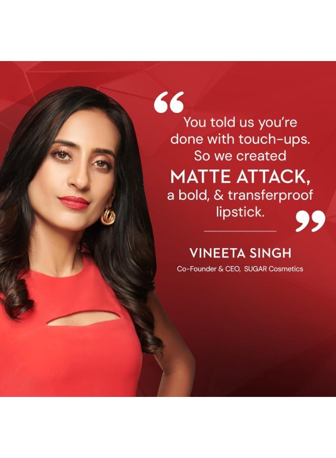 شوجر كوزماتيكس أحمر شفاه مات أتاك من شوغر كوزمتكس للنساء | مقاوم للبقع والتحولات | يدوم حتى ١٢ ساعة | غني بزيت الجوجوبا | ٢ غرام - ١٧ أحمر غامق - Image 5
