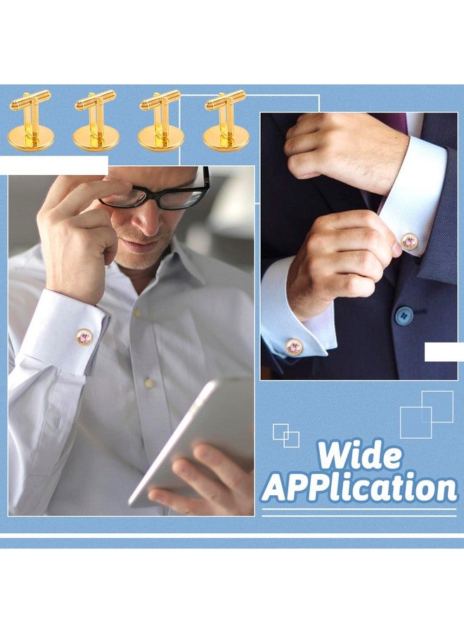 بي إتش باندا هول أزرار أكمام نحاسية للرجال من Pandahall مكونة من 20 قطعة، إطار أزرار أكمام، صينية إعداد، إطار أزرار أكمام، صينية إعداد: 16 مم/0.63 بوصة، ذهبي - Image 4