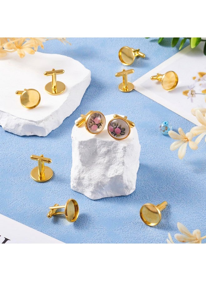بي إتش باندا هول أزرار أكمام نحاسية للرجال من Pandahall مكونة من 20 قطعة، إطار أزرار أكمام، صينية إعداد، إطار أزرار أكمام، صينية إعداد: 16 مم/0.63 بوصة، ذهبي - Image 3