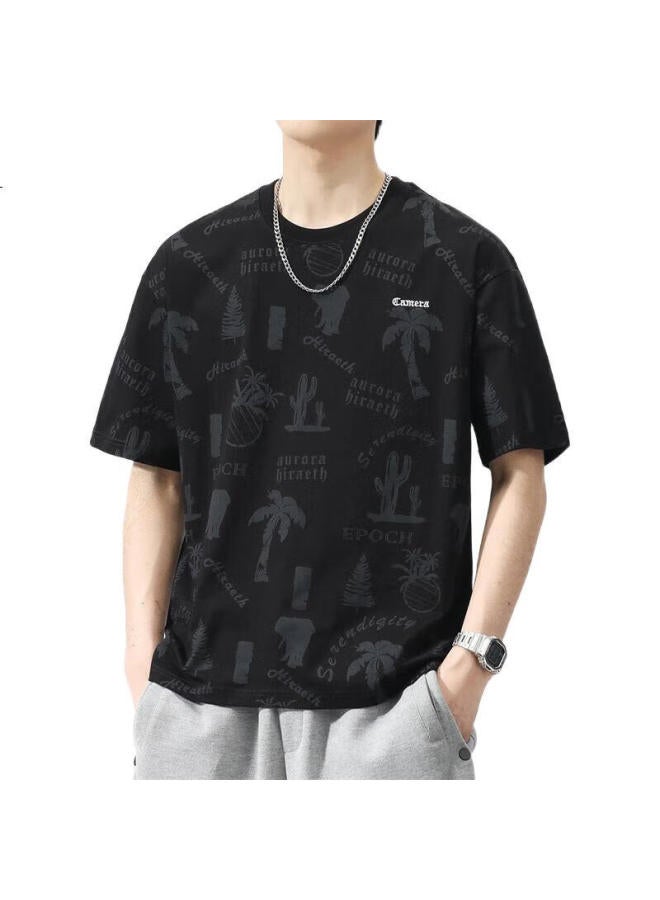 PLAYBOY Men'S Short Sleeve T-Shirt Summer Loose Top Trendy Casual Cool Feeling Half Sleeve Printed Tee - Image 1