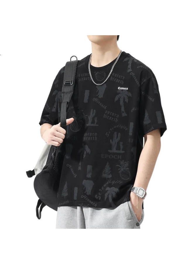 PLAYBOY Men'S Short Sleeve T-Shirt Summer Loose Top Trendy Casual Cool Feeling Half Sleeve Printed Tee - Image 2