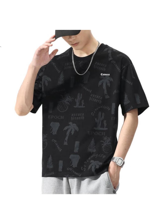 PLAYBOY Men'S Short Sleeve T-Shirt Summer Loose Top Trendy Casual Cool Feeling Half Sleeve Printed Tee - Image 3