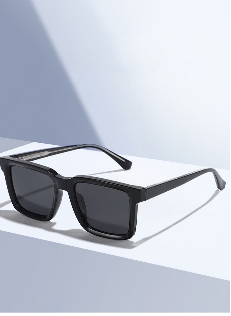 Youque TR90 Polarized sunglasses HD Polarized Lens 100% UV400 Protection Stylish Design Classic Square Sports Sun Glasses Driving for Men/Women Black - Image 1